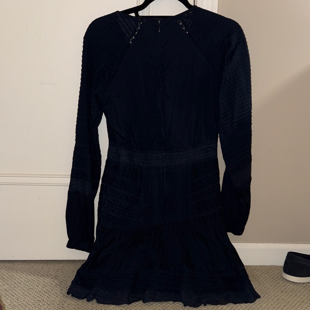 Veronica Beard Deep Navy Textured Button-Front Lo… - image 5